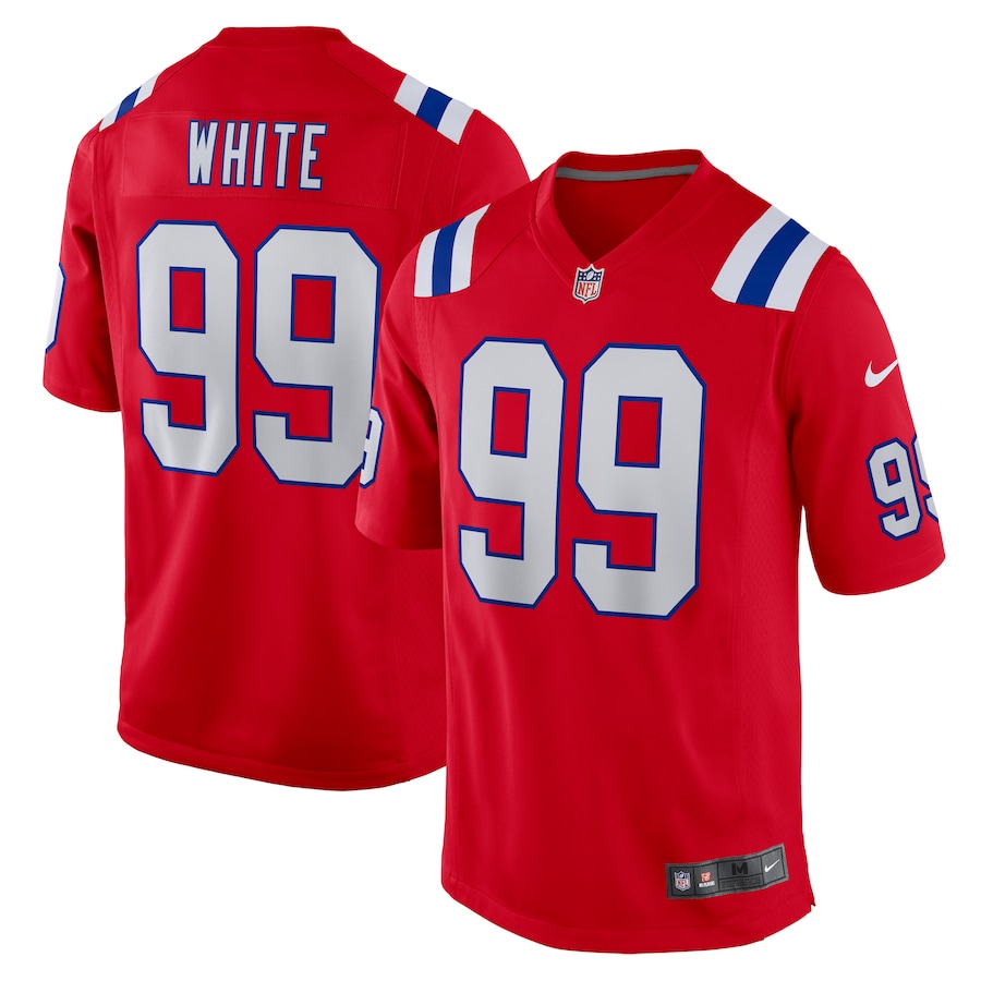 Men's New England Patriots Keion White Nike Red Alternate Team Game Jersey - U-jersey