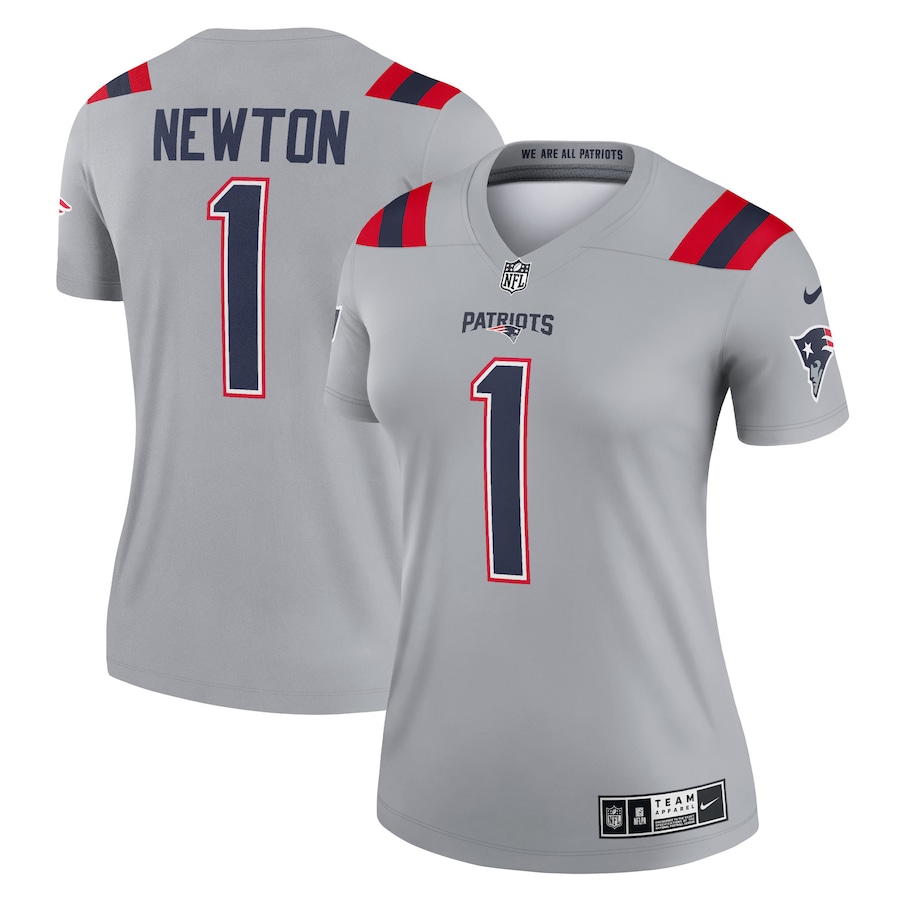 Women's New England Patriots Cam Newton Nike Gray Inverted Legend Jersey - U-jersey