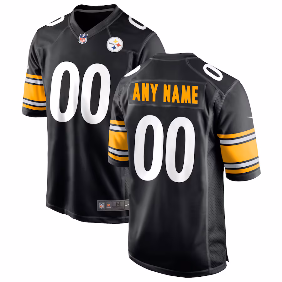 Men's Pittsburgh Steelers Nike Black Custom Game Jersey - U-jersey