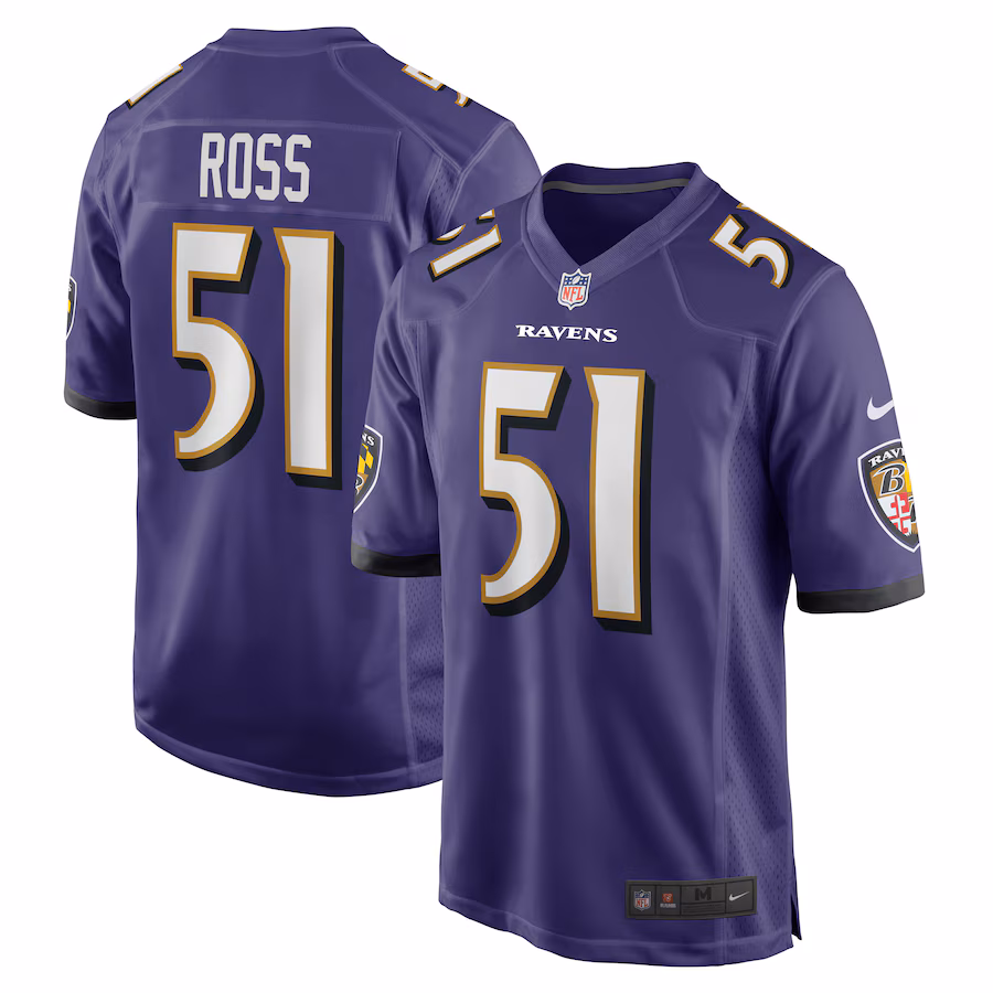 Men's Baltimore Ravens Josh Ross Nike Purple Game Player Jersey - U-jersey
