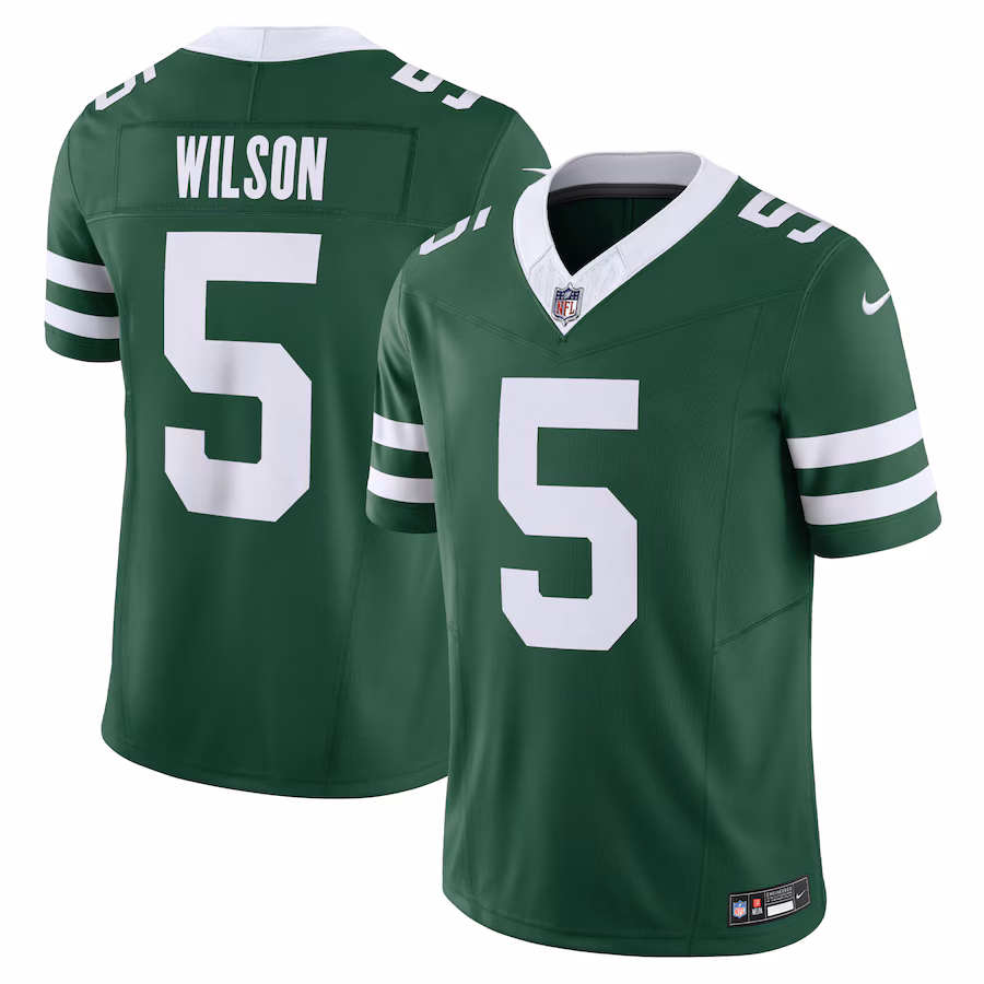 Men's New York Jets Garrett Wilson Nike Legacy Green Vapor F.U.S.E. Limited Jersey - U-jersey