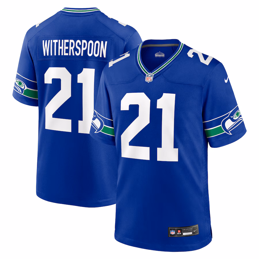 Men's Seattle Seahawks Devon Witherspoon Nike Royal Throwback Player Game Jersey - U-jersey