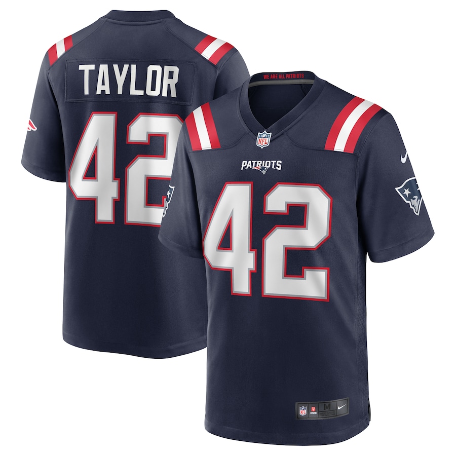 Men's New England Patriots J.J. Taylor Nike Navy Team Game Jersey - U-jersey