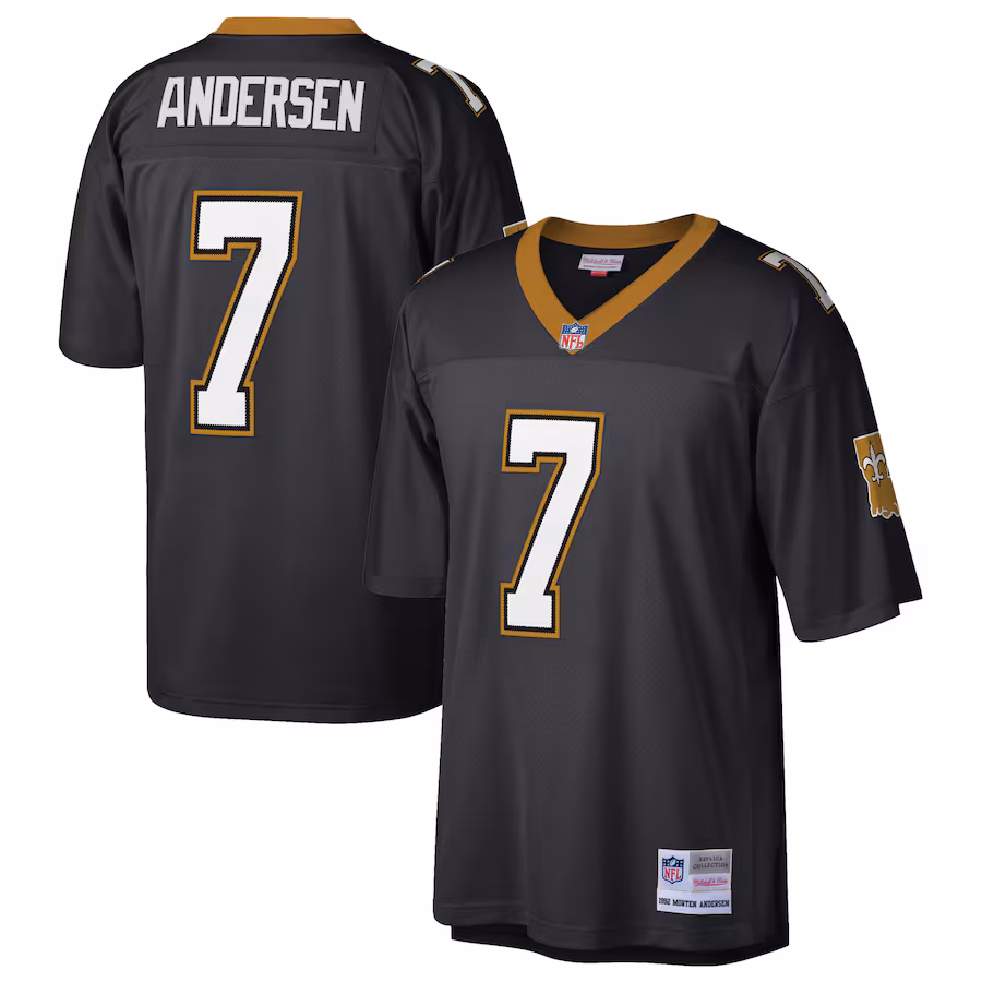 Men's New Orleans Saints Morten Andersen Mitchell & Ness Black Retired Player Legacy Replica Jersey - U-jersey