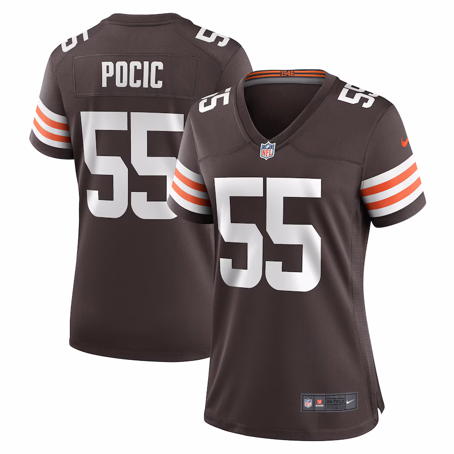 Women's Cleveland Browns Ethan Pocic Nike Brown Game Jersey - U-jersey