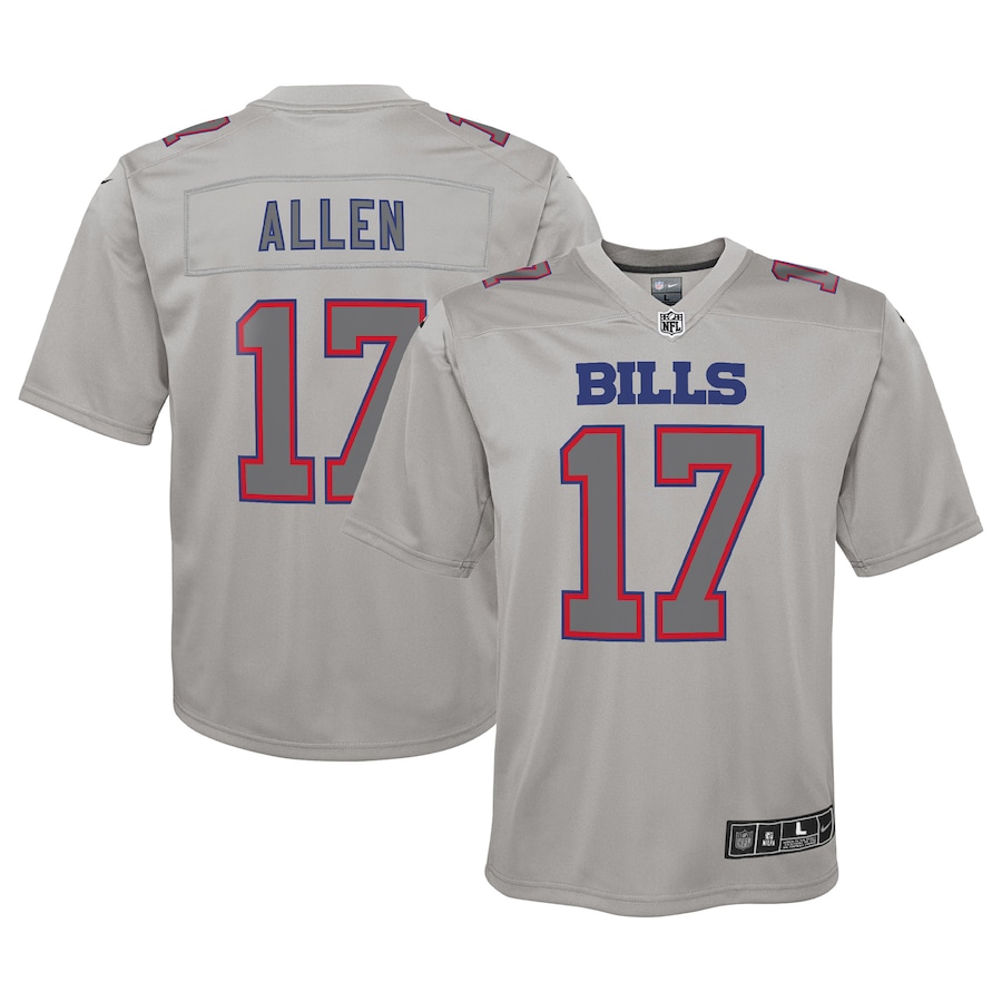 Youth Buffalo Bills Josh Allen Nike Gray Atmosphere Game Jersey - U-jersey