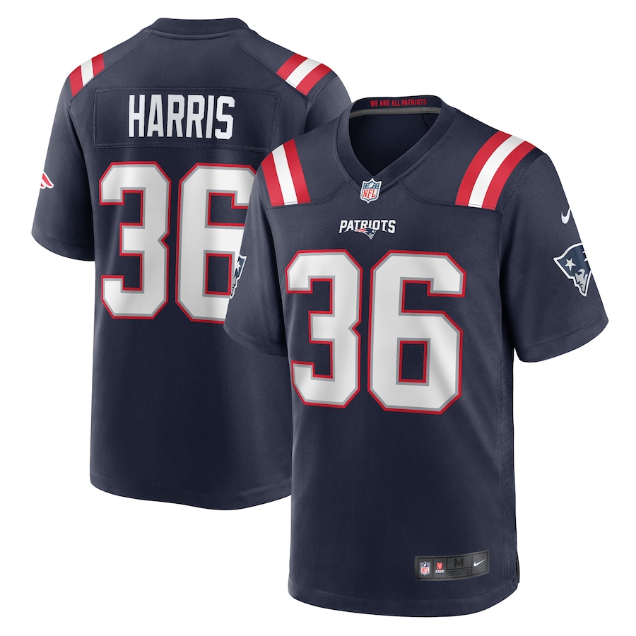 Men's New England Patriots Kevin Harris Nike Navy Game Player Jersey - U-jersey