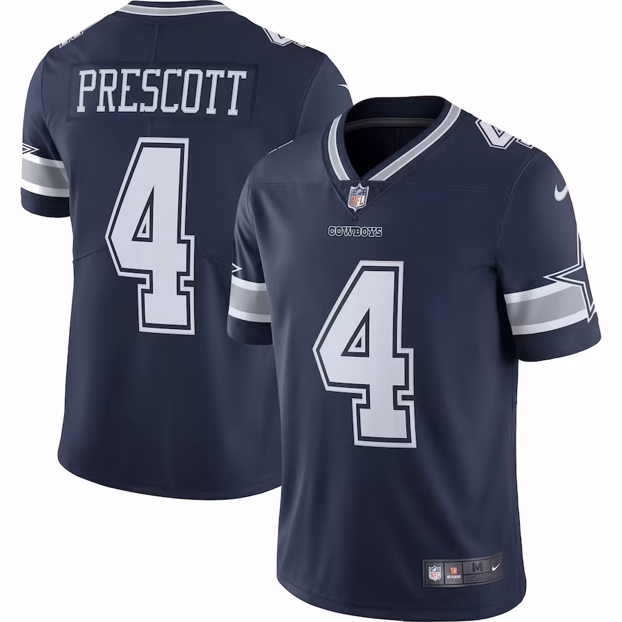 Men's Dallas Cowboys Dak Prescott Nike Navy Vapor Limited Player Jersey - U-jersey