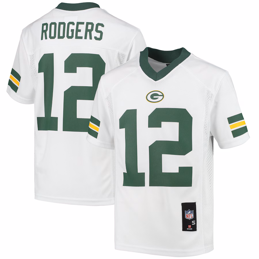 Youth Green Bay Packers Aaron Rodgers White Replica Player Jersey - U-jersey