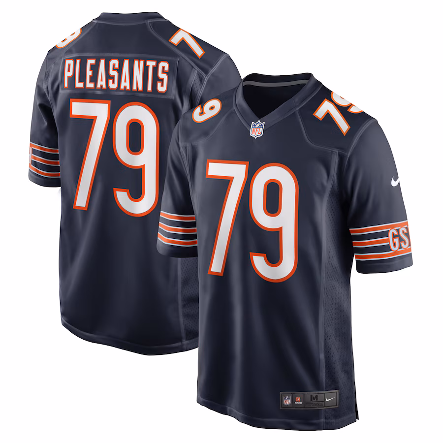 Men's Chicago Bears Austen Pleasants Nike  Navy  Game Jersey - U-jersey