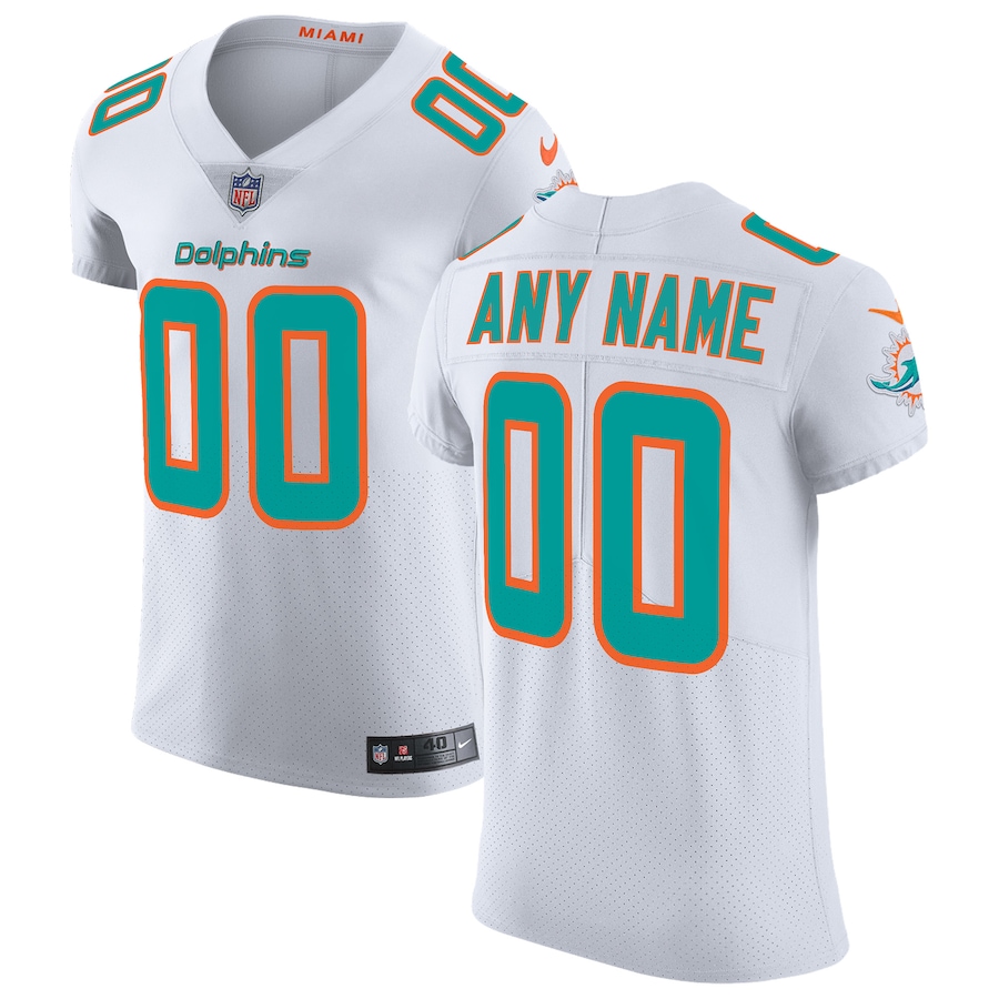 Men's Miami Dolphins Nike White Vapor Untouchable Elite Custom Jersey - U-jersey