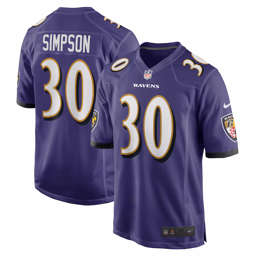 Men's Baltimore Ravens Trenton Simpson Nike  Purple  Game Jersey - U-jersey
