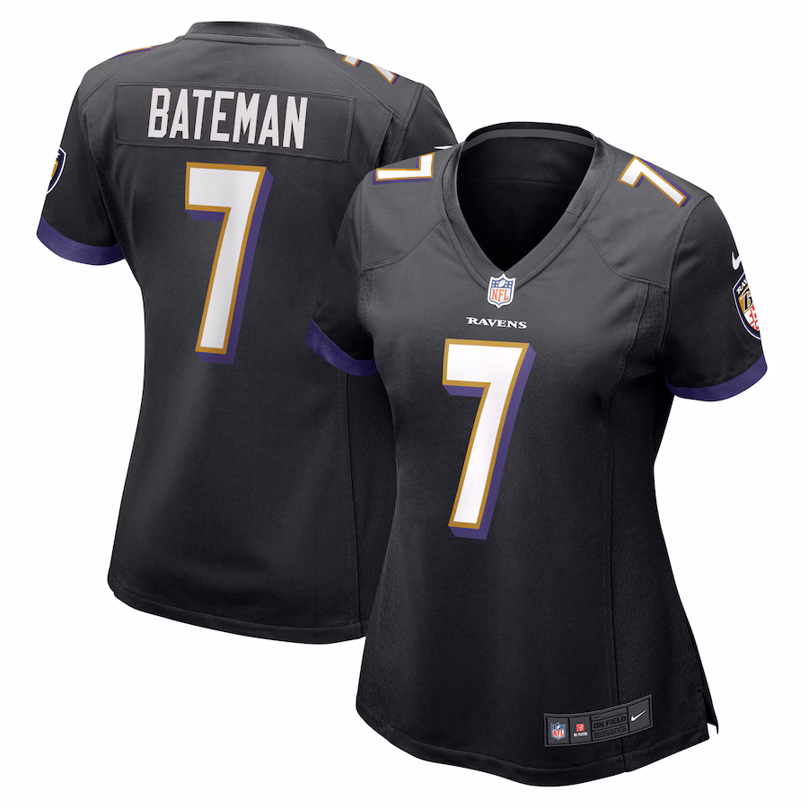 Women's Baltimore Ravens Rashod Bateman Nike Black Game Player Jersey - U-jersey