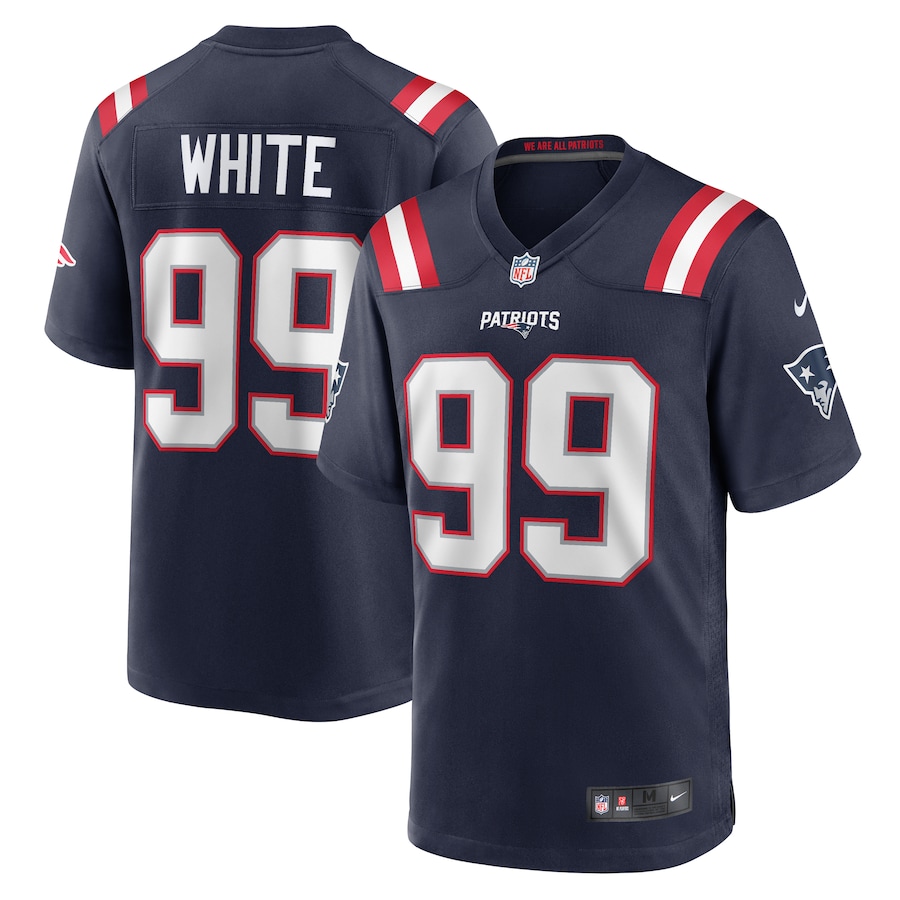 Men's New England Patriots Keion White Nike  Navy Team Game Jersey - U-jersey
