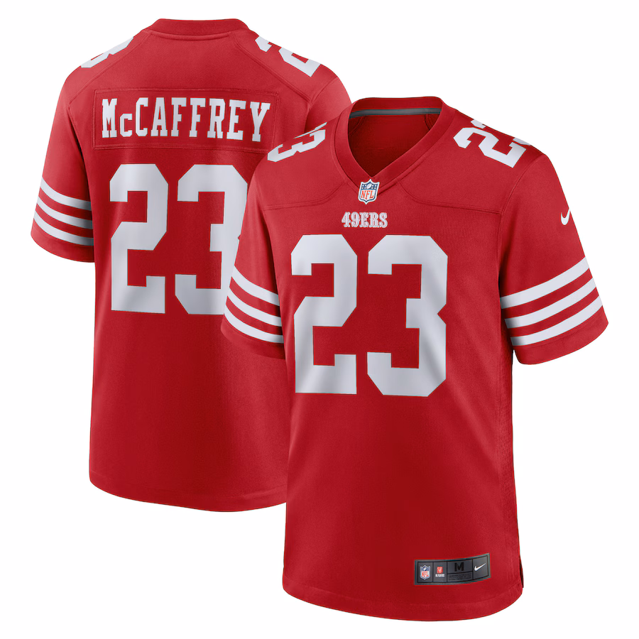 Men's San Francisco 49ers Christian McCaffrey Nike Scarlet Game Player Jersey - U-jersey