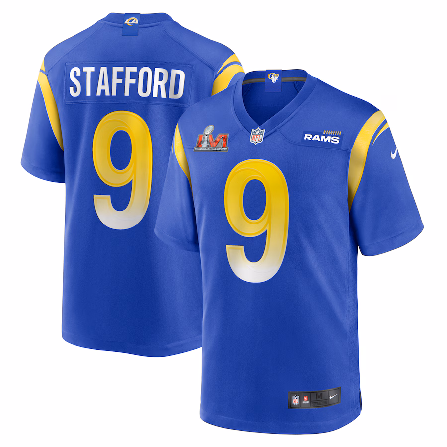 Men's Los Angeles Rams Matthew Stafford Nike Royal Super Bowl LVI Game Patch Jersey - U-jersey