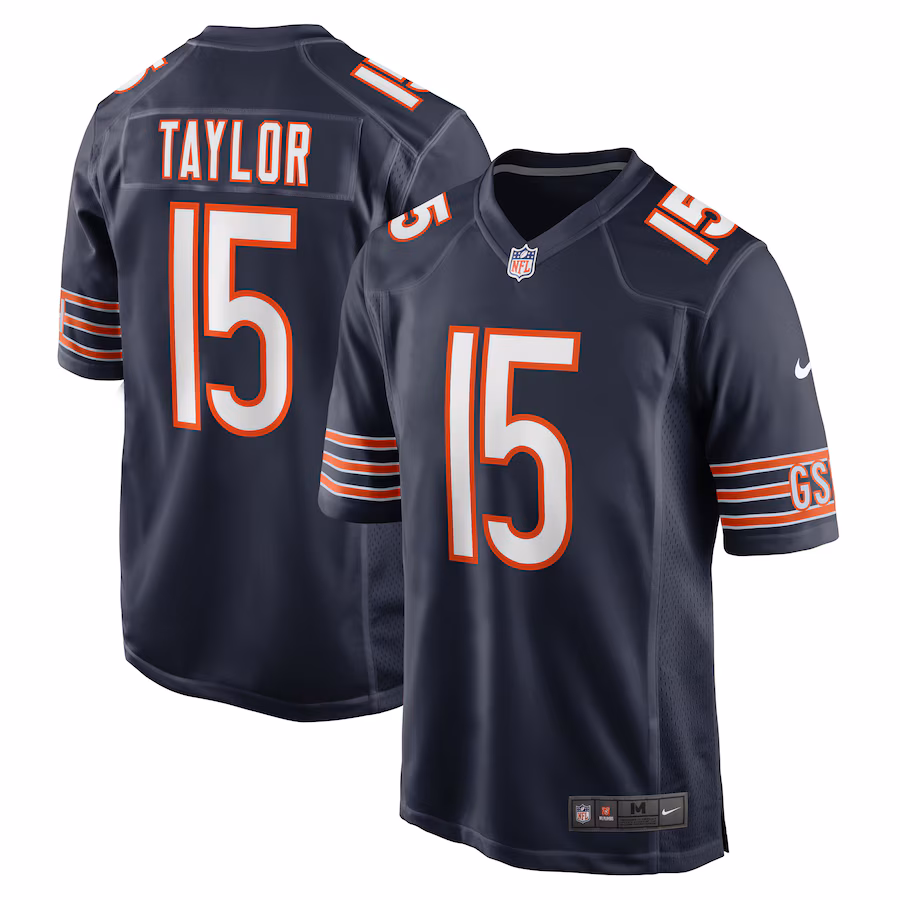 Men's Chicago Bears Trent Taylor Nike  Navy Team Game Jersey - U-jersey