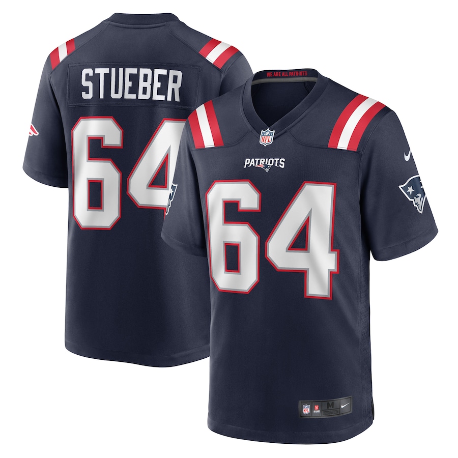 Men's New England Patriots Andrew Stueber Nike Navy Game Player Jersey - U-jersey