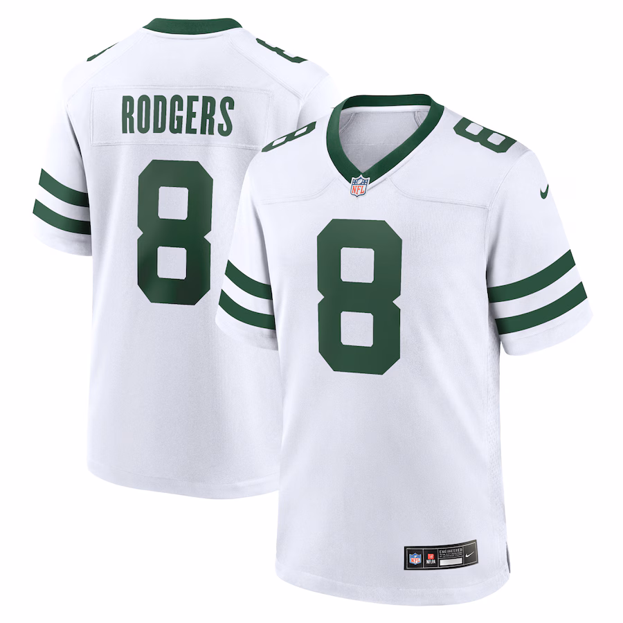 Youth New York Jets Aaron Rodgers Nike Legacy White Game Jersey - U-jersey