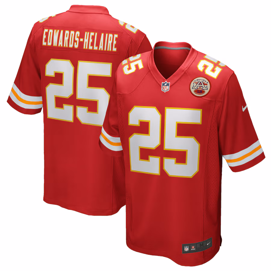 Men's Kansas City Chiefs Clyde Edwards-Helaire Nike Red Player Game Jersey - U-jersey