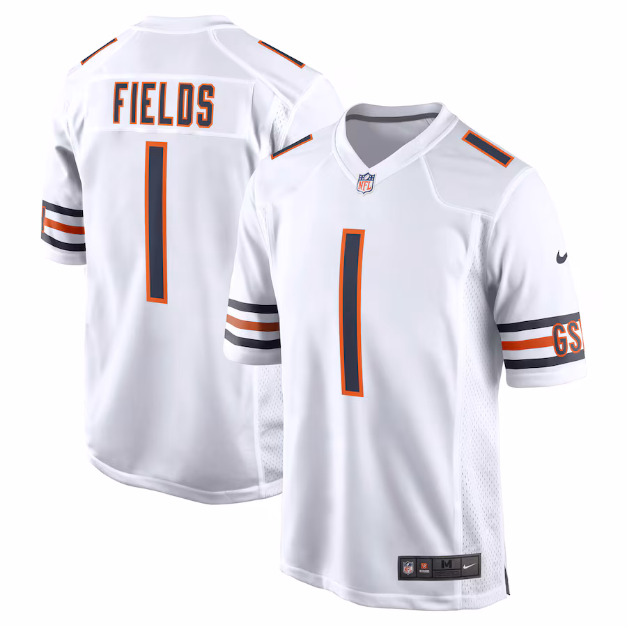 Men's Chicago Bears Justin Fields Nike White Game Jersey - U-jersey
