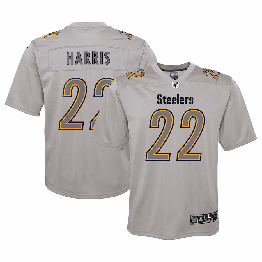 Youth Pittsburgh Steelers Najee Harris Nike Gray Atmosphere Game Jersey - U-jersey