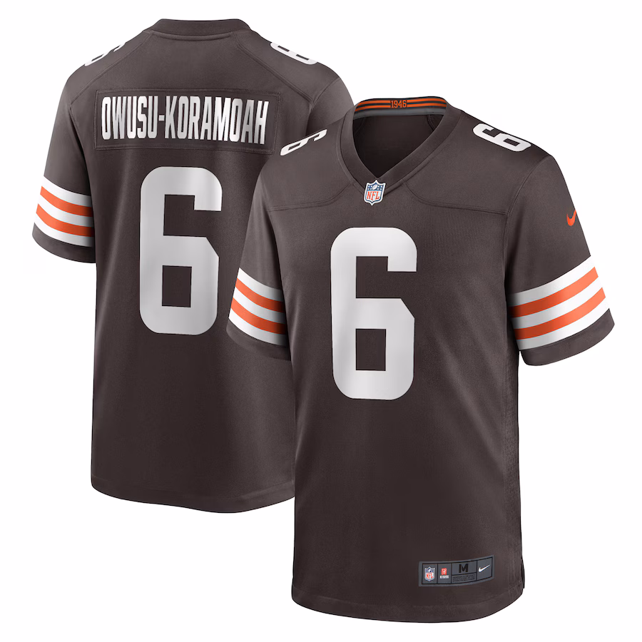 Men's Cleveland Browns Jeremiah Owusu-Koramoah Nike Brown Team Game Jersey - U-jersey