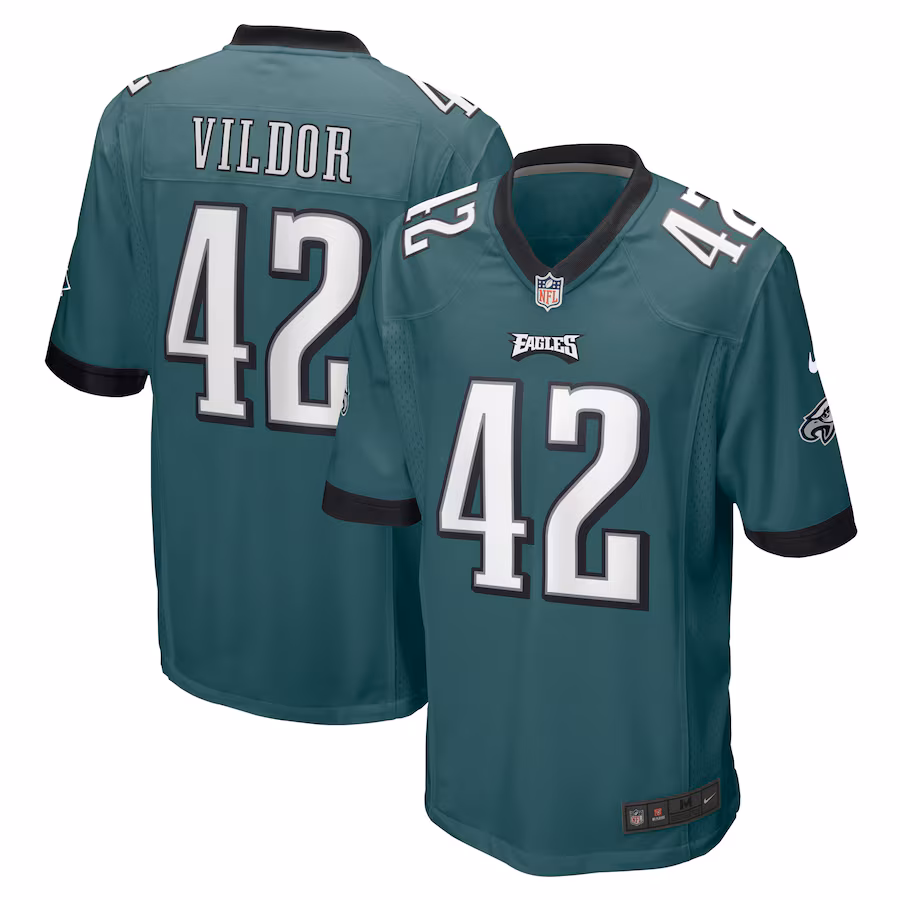 Men's Philadelphia Eagles Kindle Vildor Nike Midnight Green  Game Jersey - U-jersey