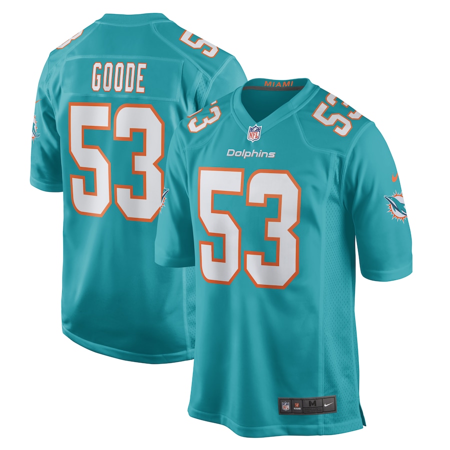 Men's Miami Dolphins Cameron Goode Nike Aqua Game Player Jersey - U-jersey