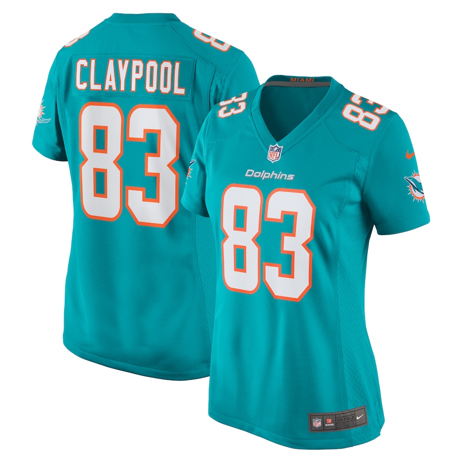 Women's Miami Dolphins Chase Claypool Nike  Aqua  Game Jersey - U-jersey