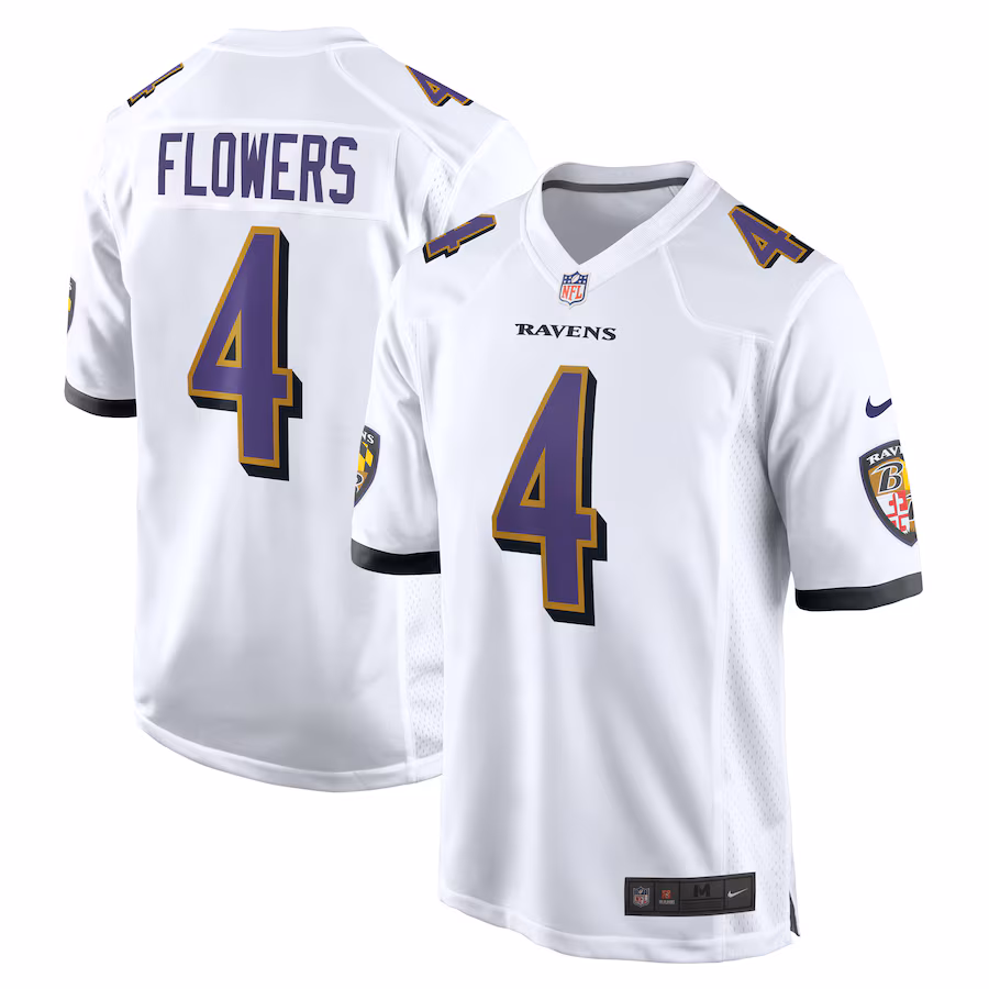 Men's Baltimore Ravens Zay Flowers Nike  White  Game Jersey - U-jersey