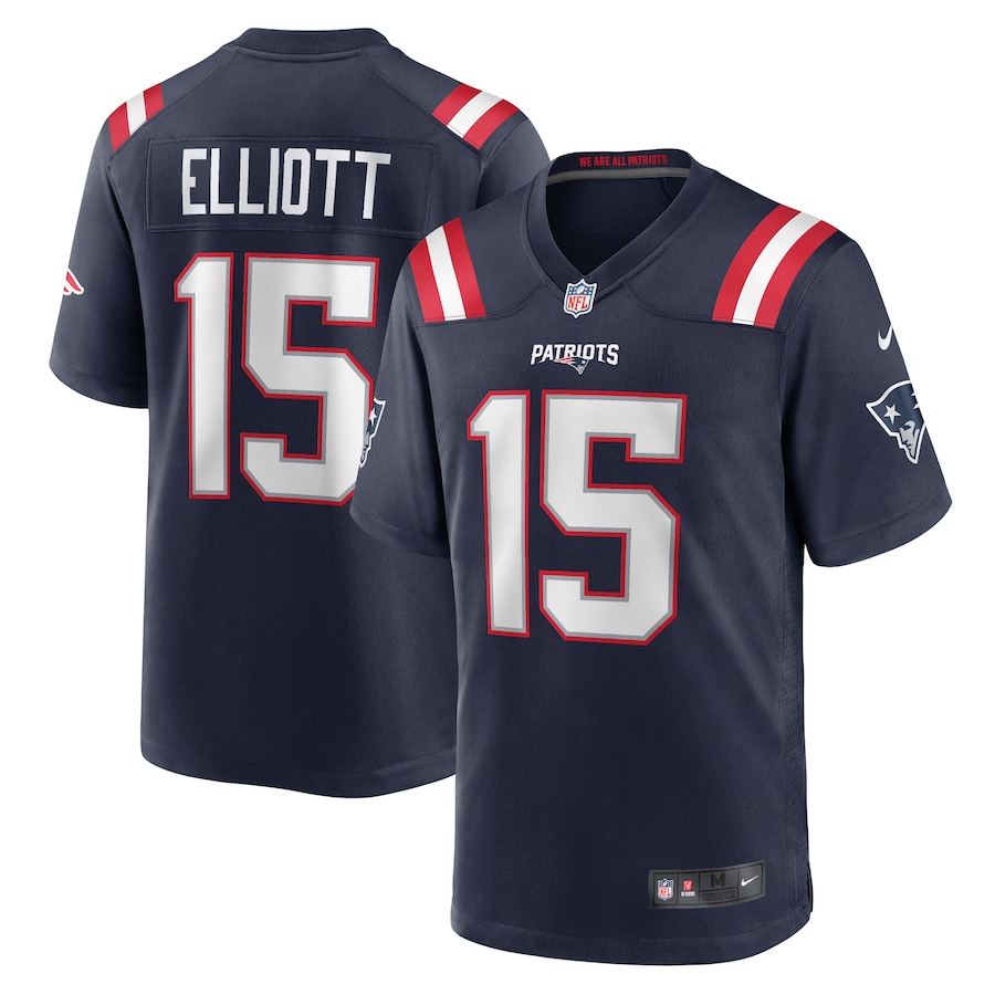 Men's New England Patriots Ezekiel Elliott Nike Navy Game Player Jersey - U-jersey