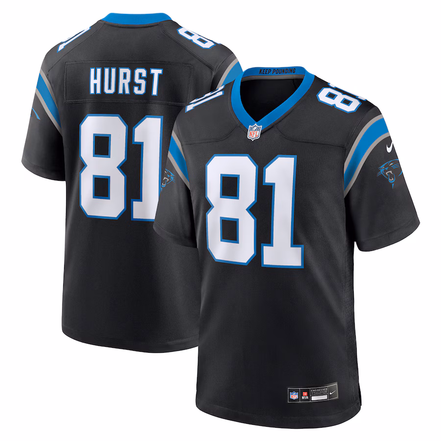 Men's Carolina Panthers Hayden Hurst Nike Black Team Game Jersey - U-jersey