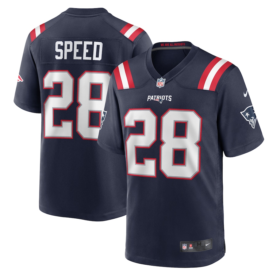Men's New England Patriots Ameer Speed Nike  Navy Team Game Jersey - U-jersey