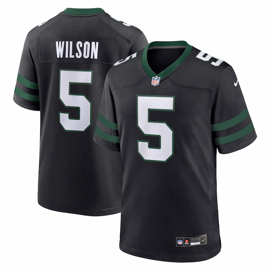 Men's New York Jets Garrett Wilson Nike Legacy Black Alternate Game Jersey - U-jersey