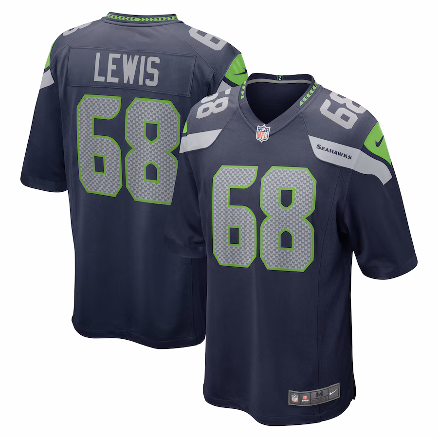 Men's Seattle Seahawks Damien Lewis Nike College Navy Game Jersey - U-jersey