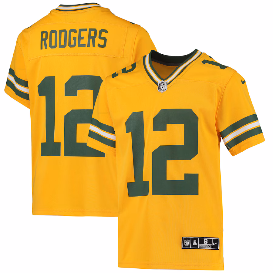 Youth Green Bay Packers Aaron Rodgers Nike Gold Inverted Team Game Jersey - U-jersey
