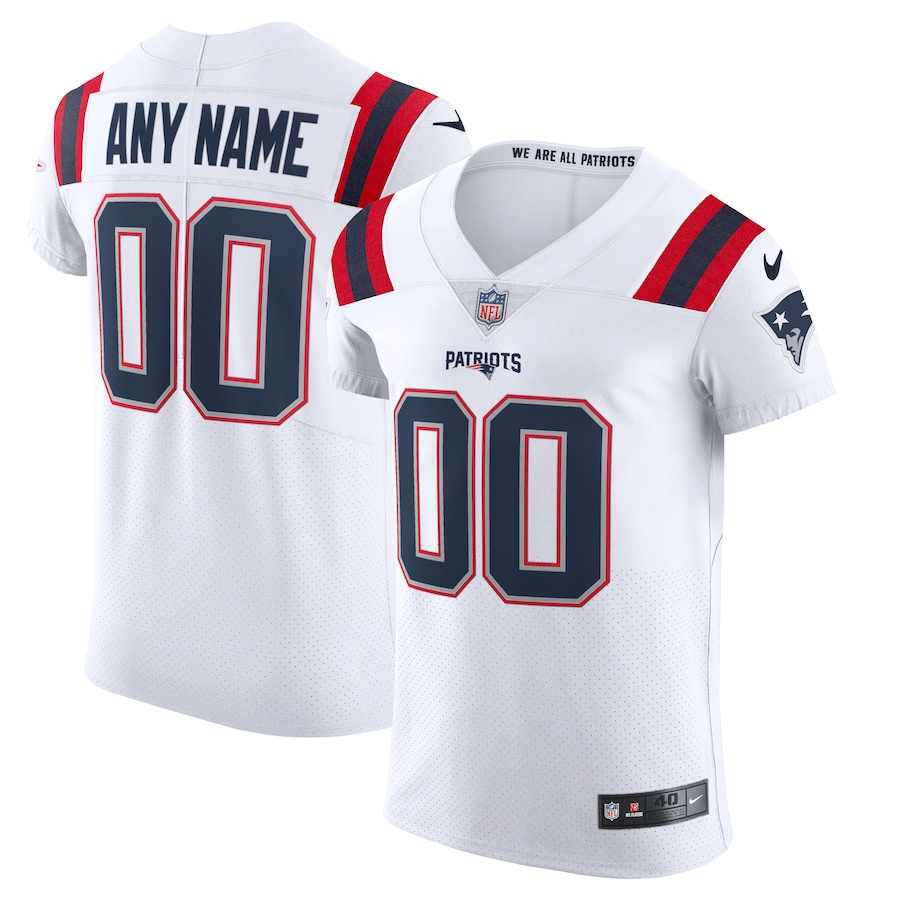 Men's New England Patriots Nike White Vapor Elite Custom Jersey - U-jersey