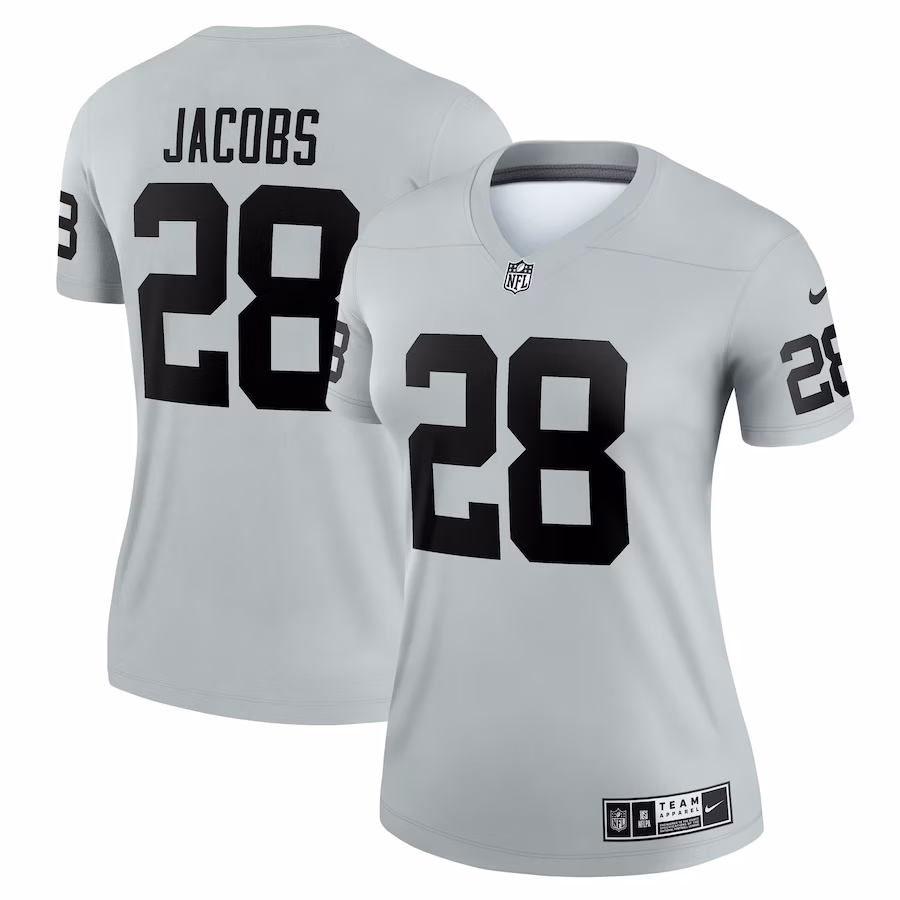 Women's Las Vegas Raiders Josh Jacobs Nike Silver Inverted Legend Jersey - U-jersey