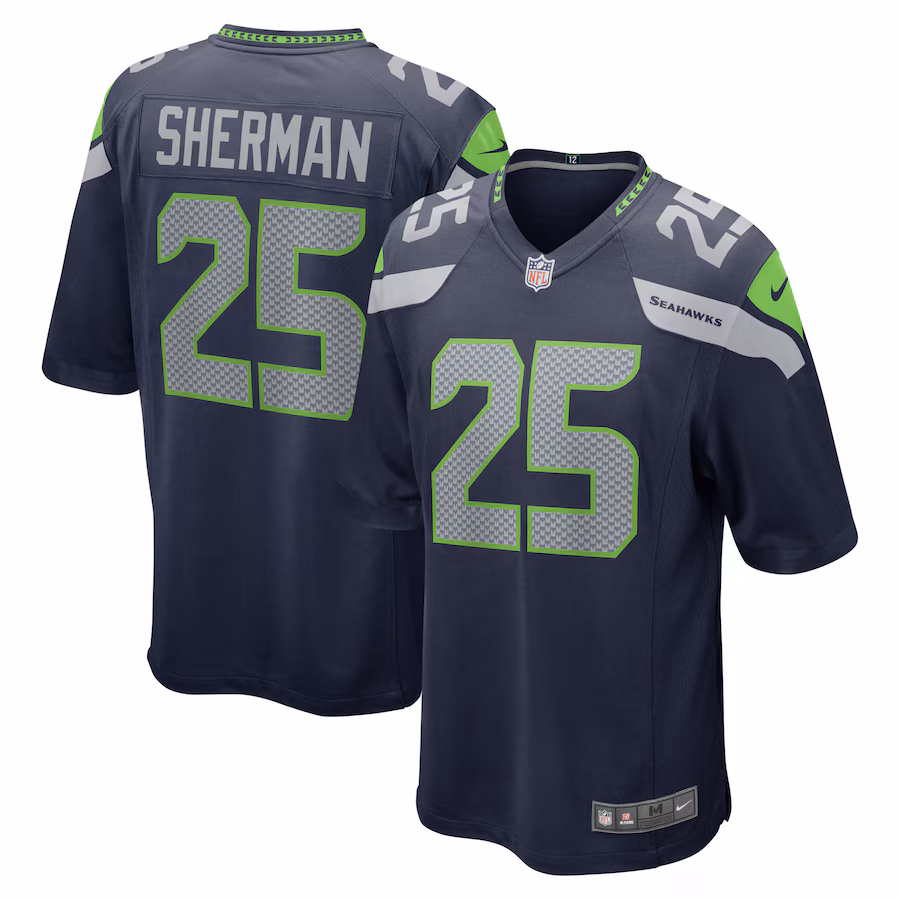Men's Seattle Seahawks Richard Sherman Nike College Navy Retired Game Jersey - U-jersey