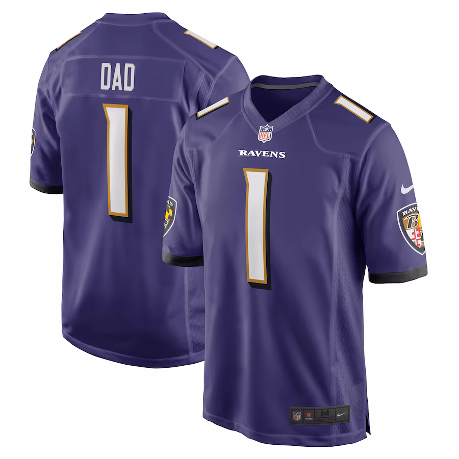 Men's Baltimore Ravens Number 1 Dad Nike Purple Game Jersey - U-jersey