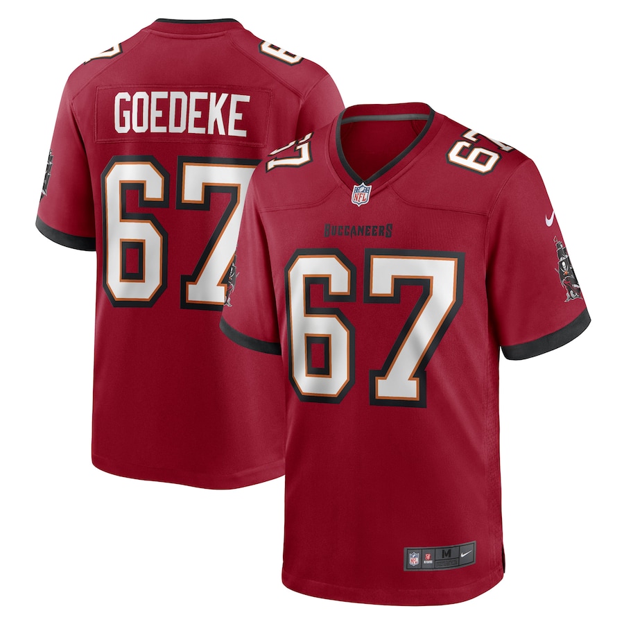 Men's Tampa Bay Buccaneers Luke Goedeke Nike Red Game Player Jersey - U-jersey