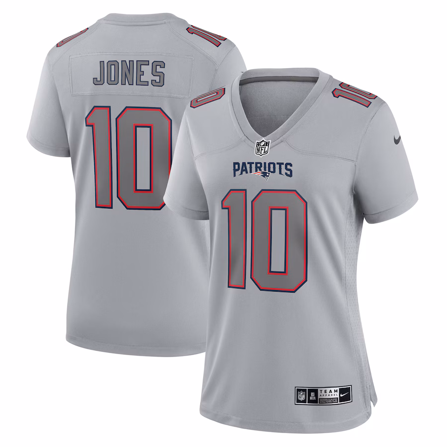 Women's New England Patriots Mac Jones Nike Gray Atmosphere Fashion Game Jersey - U-jersey