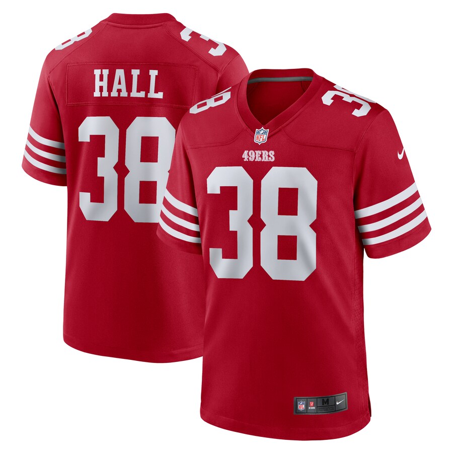 Men's San Francisco 49ers Kemon Hall Nike  Scarlet Team Game Jersey - U-jersey