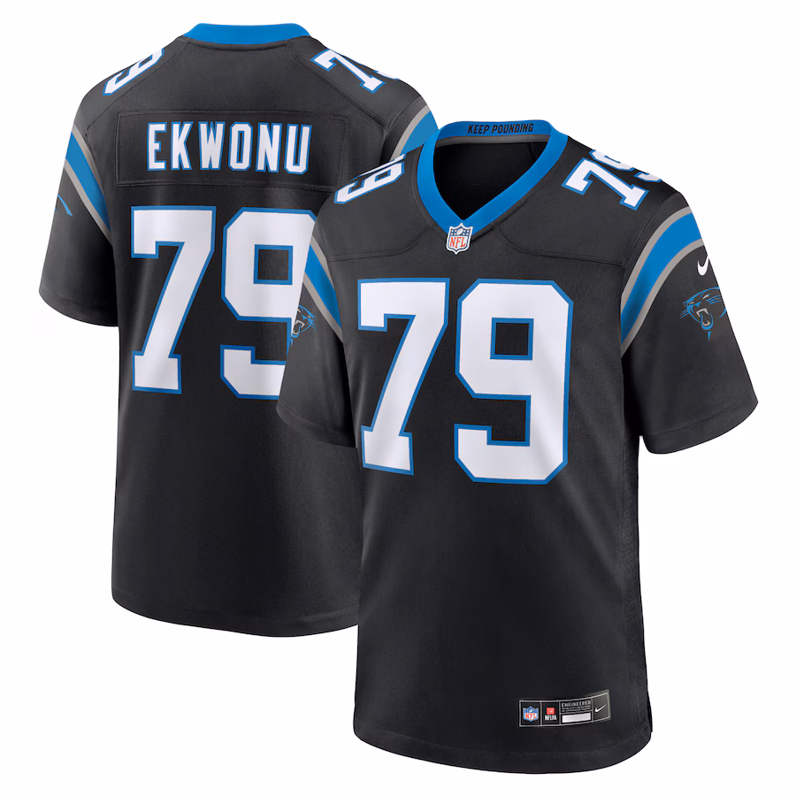 Men's Carolina Panthers Ikem Ekwonu Nike Black Game Jersey - U-jersey