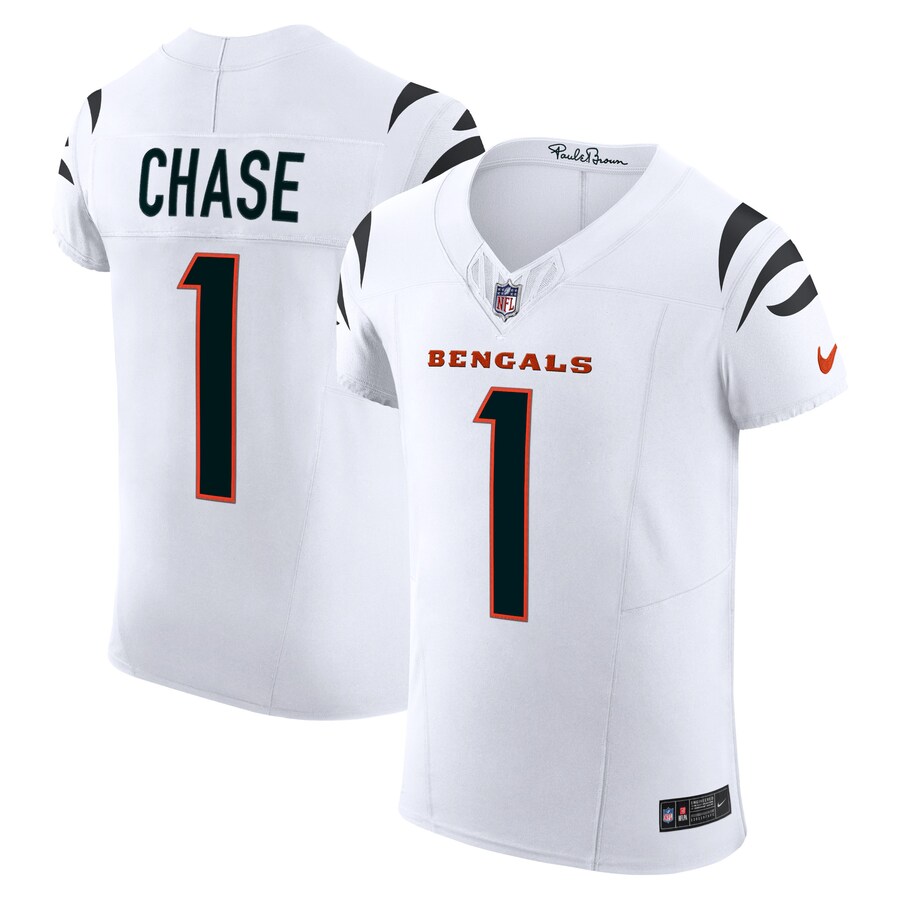 Men's Cincinnati Bengals Ja'Marr Chase Nike White  Vapor F.U.S.E. Elite Jersey - U-jersey
