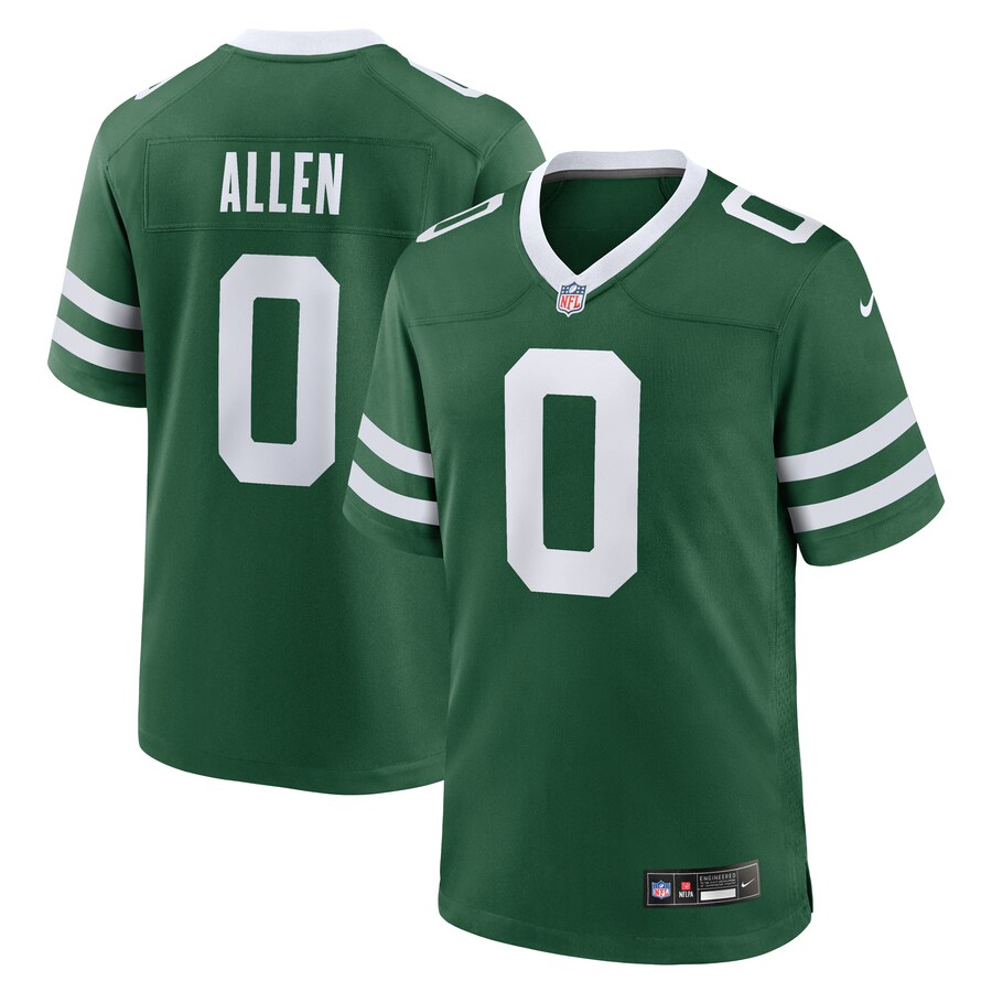 Men's New York Jets Braelon Allen Nike Legacy Green Game Jersey - U-jersey