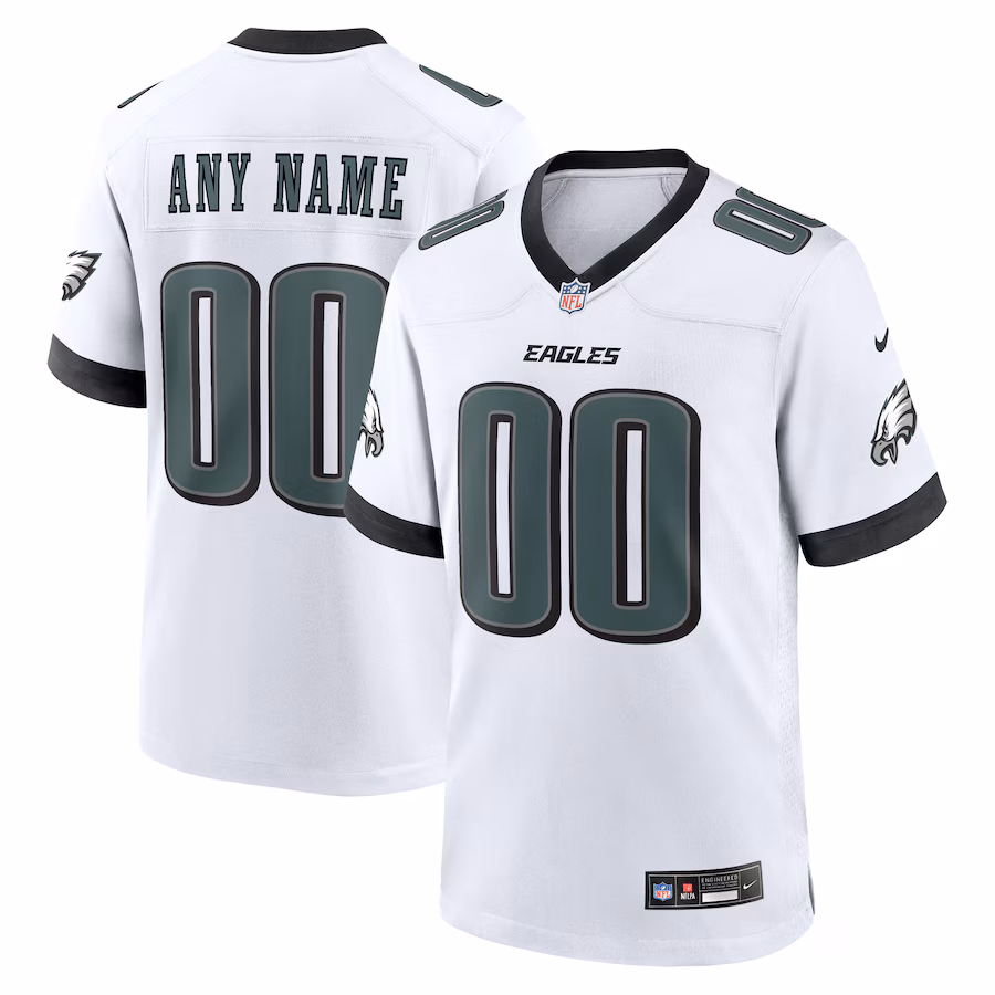 Men's Philadelphia Eagles Nike White Custom Game Jersey - U-jersey