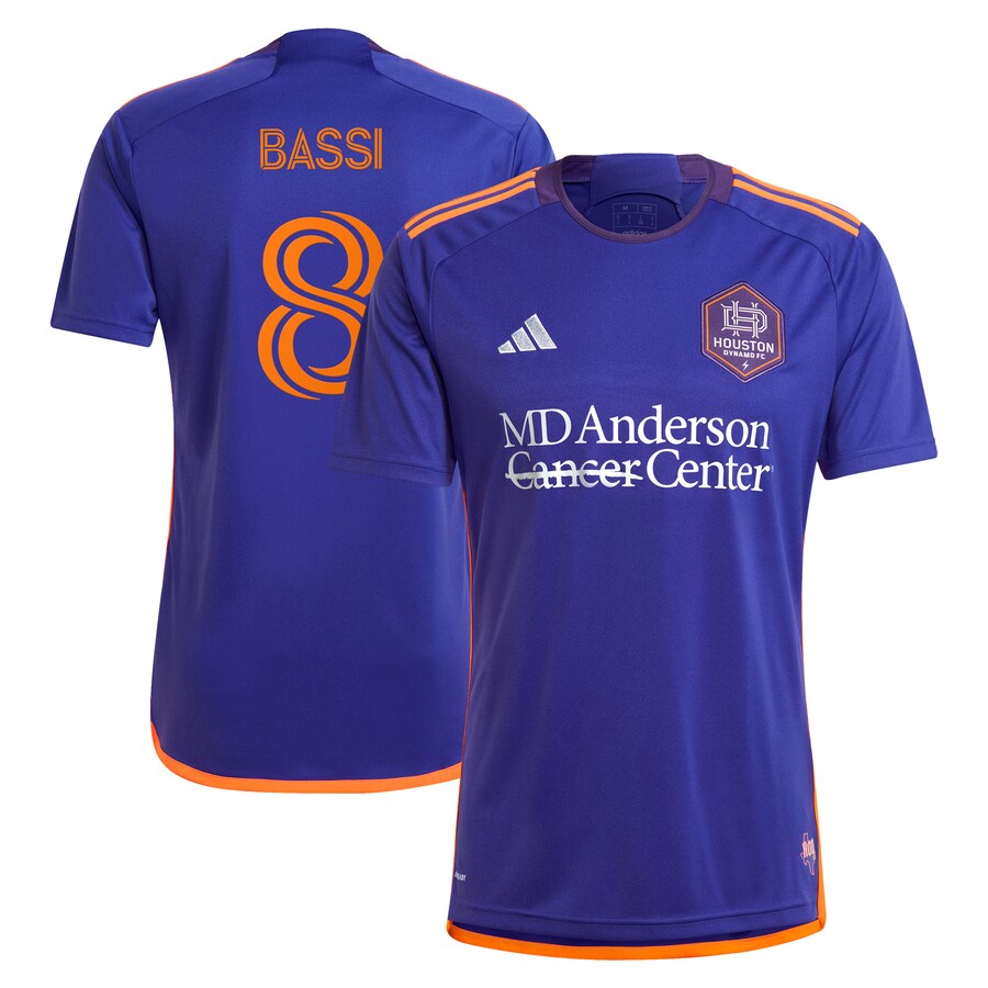 Men's Houston Dynamo FC Amine Bassi adidas Purple 2024 Still Holdin' Replica Player Jersey - U-jersey