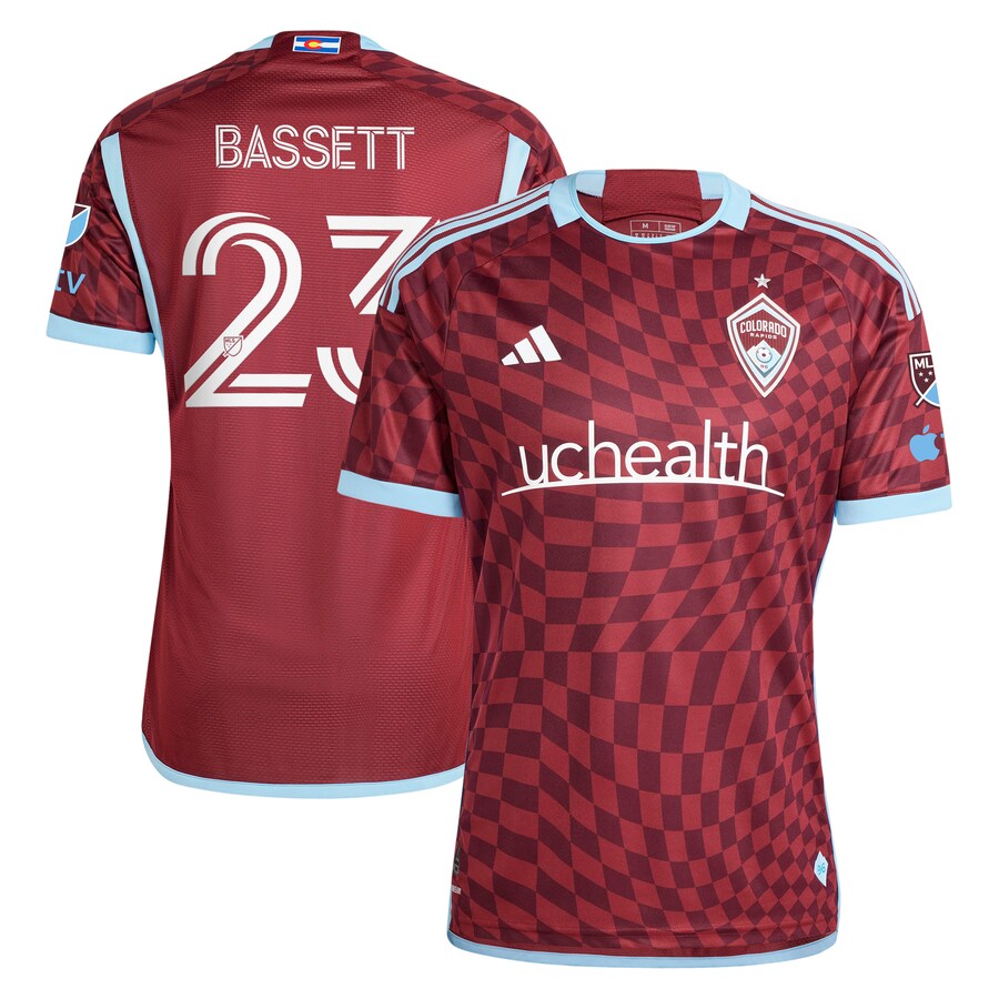 Men's Colorado Rapids Cole Bassett adidas Burgundy 2024 One Flag Kit Authentic Player Jersey - U-jersey